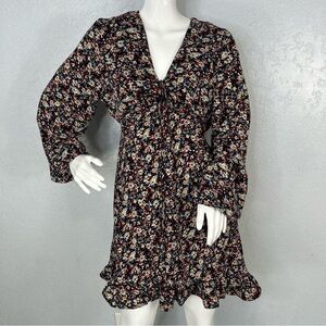 AX Paris Ditsy Floral Boho Print Balloon Sleeve Mini Milkmaid Dress Size 8